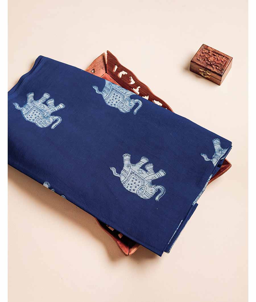 HANDBLOCK INDIGO PRINTED FABRIC