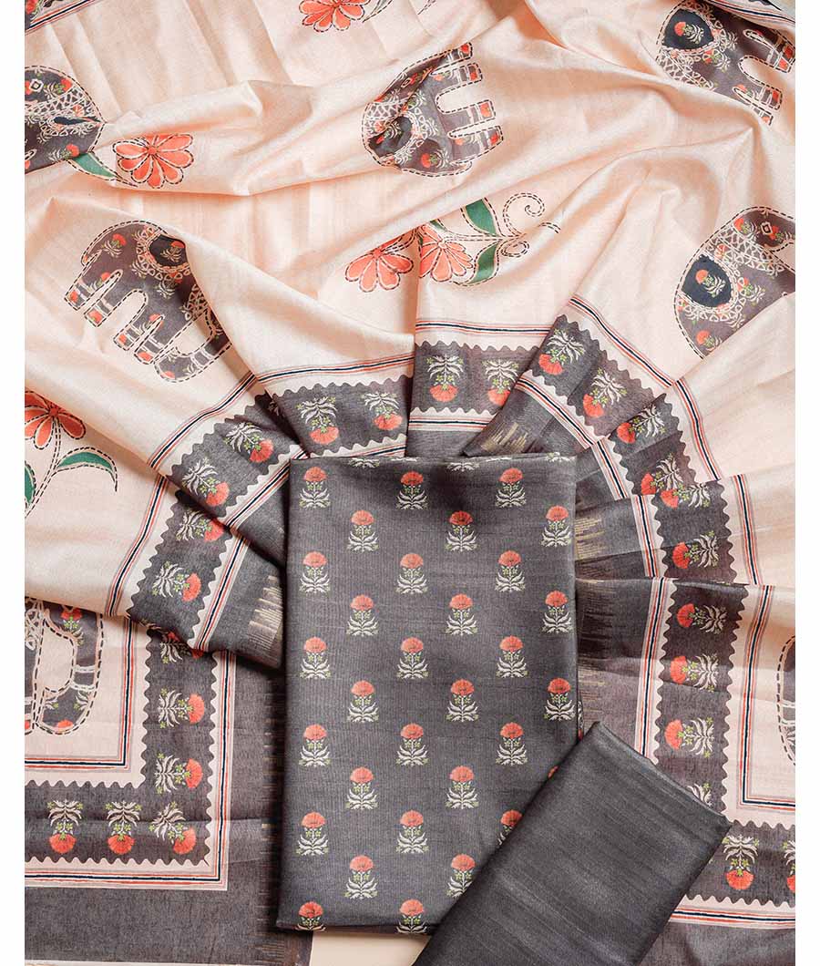 SEMI TUSSAR PRINTED SUIT SET