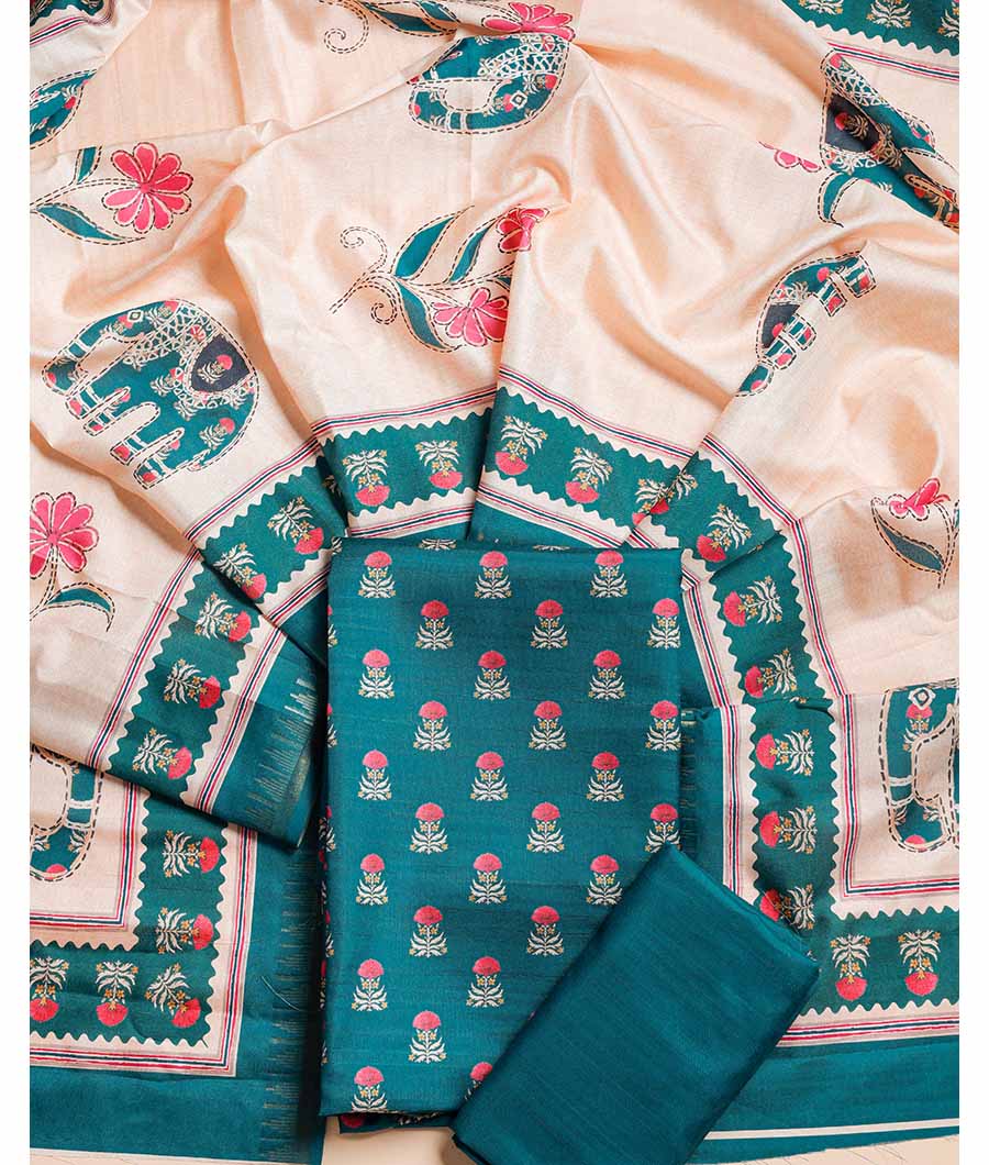 SEMI TUSSAR PRINTED SUIT SET