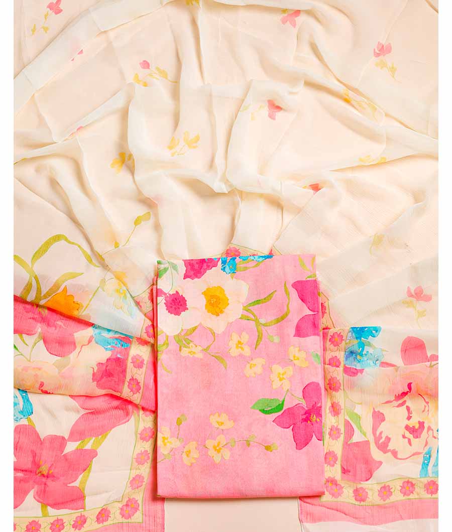 PURE COTTON WITH CHIFFON DUPATTA SUIT SET