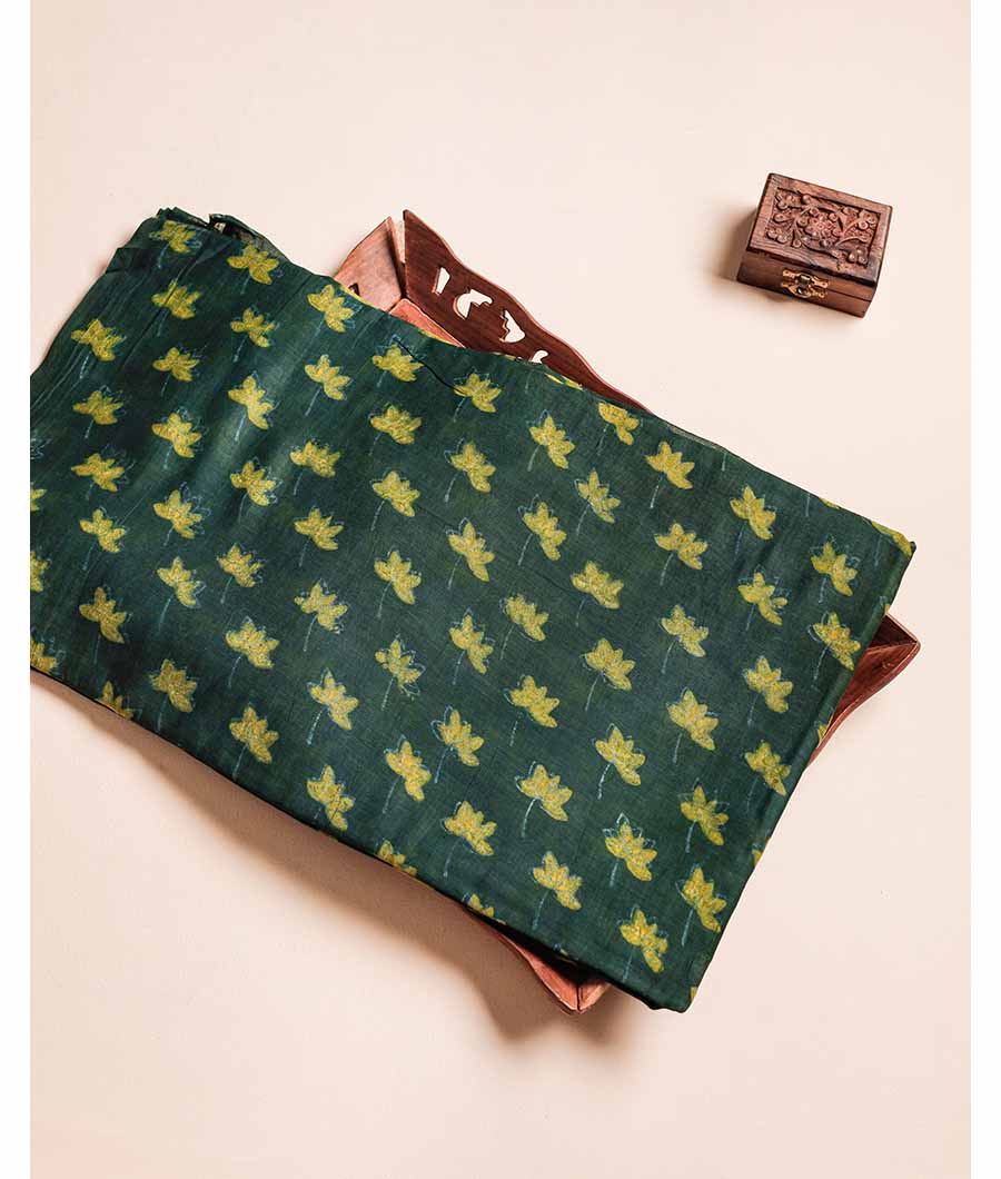 PURE MUL CHANDERI HANDBLOCK PRINTED FABRIC