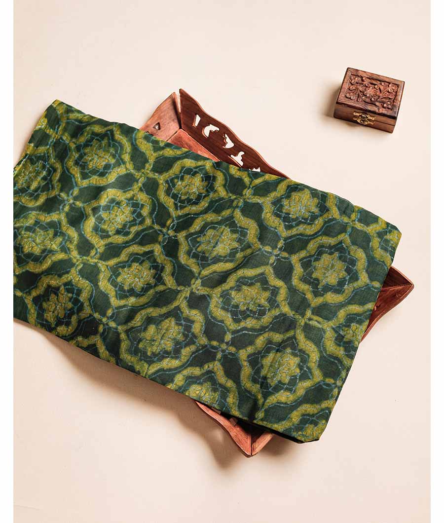 PURE MUL CHANDERI HANDBLOCK PRINTED FABRIC