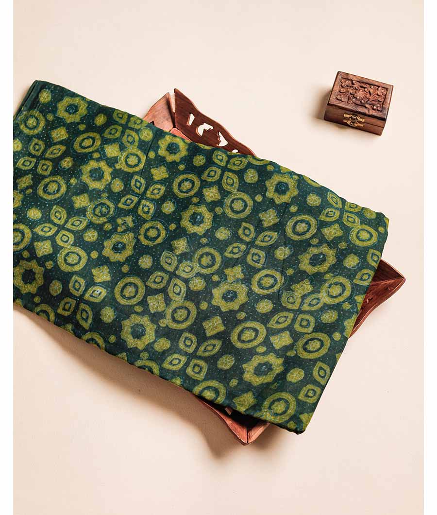 PURE MUL CHANDERI HANDBLOCK PRINTED FABRIC