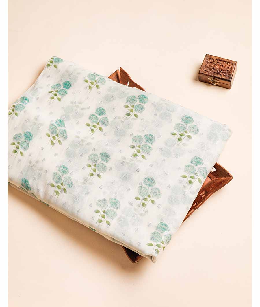 PURE BANARASI CHANDERI WOVEN WITH PRINTED FABRIC