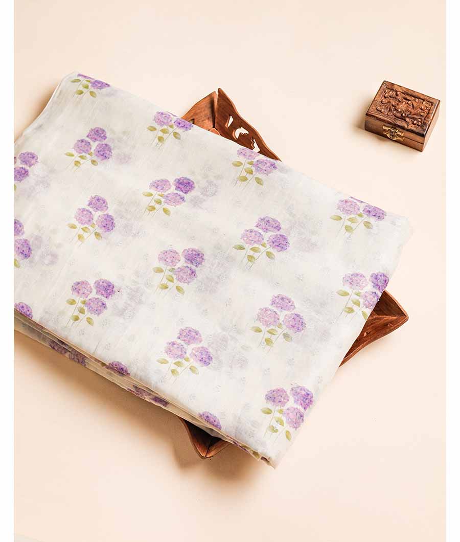 PURE BANARASI CHANDERI WOVEN WITH PRINTED FABRIC