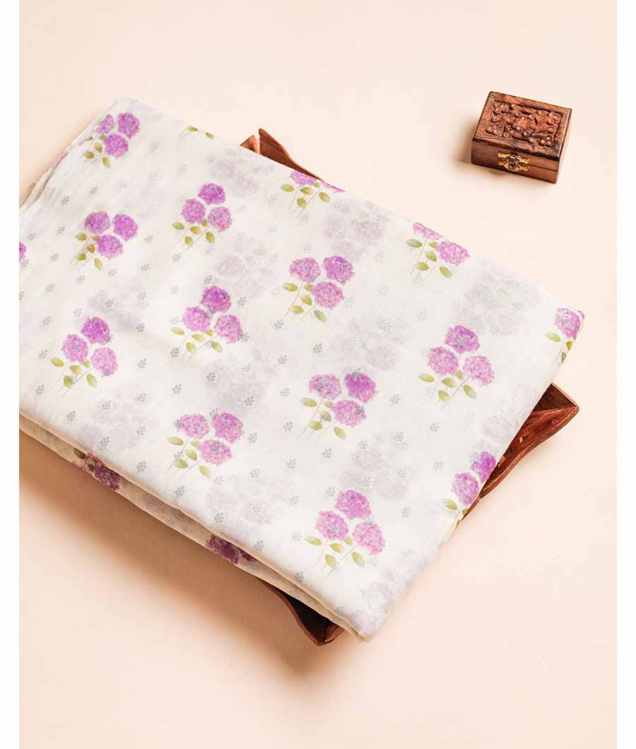 PURE BANARASI CHANDERI WOVEN WITH PRINTED FABRIC