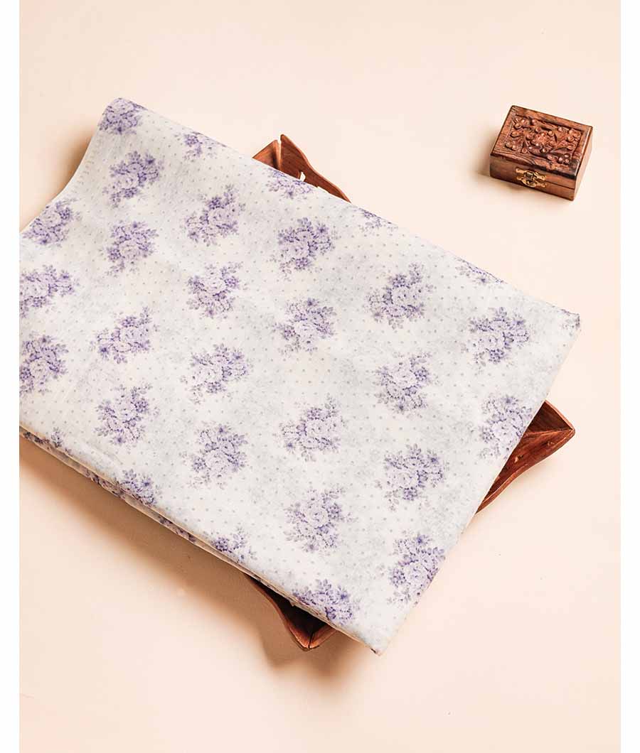 PURE BANARASI CHANDERI WOVEN WITH PRINTED FABRIC