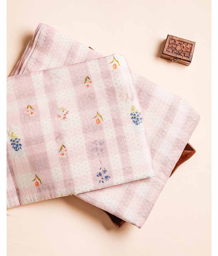 PURE BANARASI CHANDERI WOVEN WITH PRINTED FABRIC