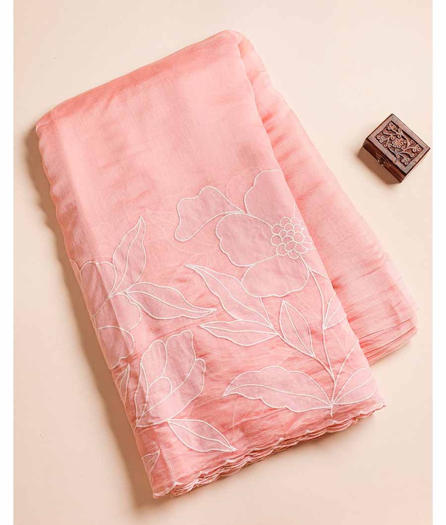 PURE BANARASI MUL CHANDERI APPLIQUE WORK FABRIC