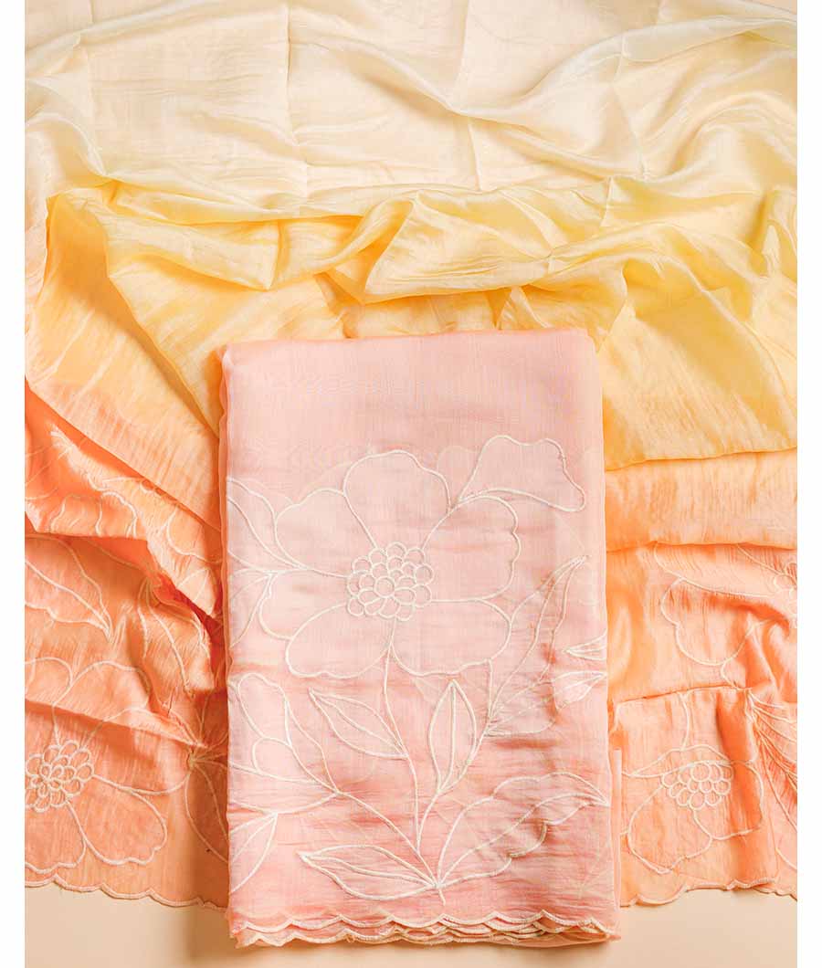 PURE MUL CHANDERI APPLIQUE  WORK SUIT SET