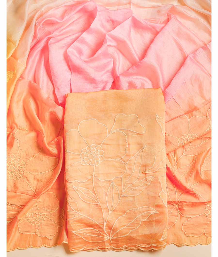 PURE MUL CHANDERI APPLIQUE  WORK SUIT SET