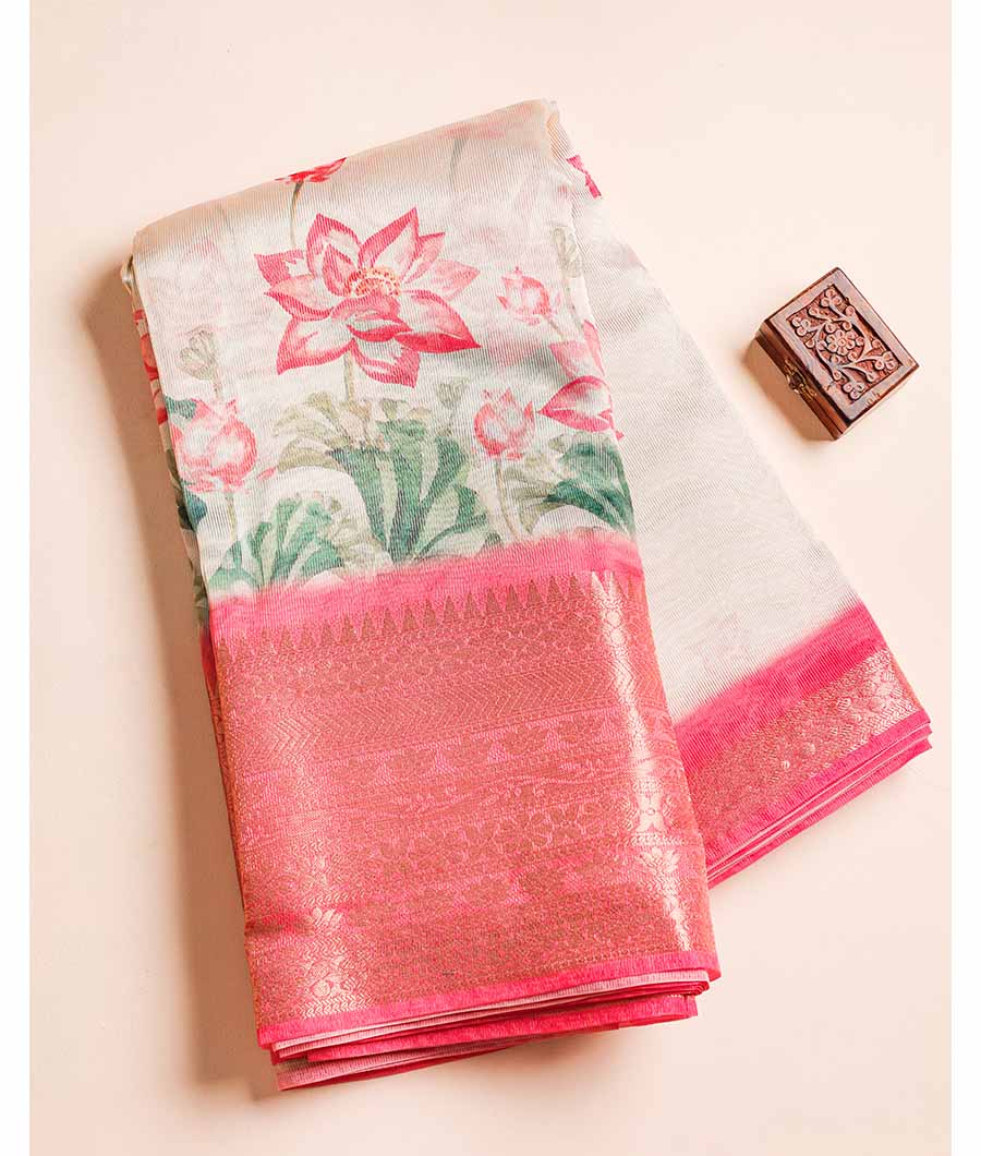 SEMI TISSUE SILK BORDER FABRIC