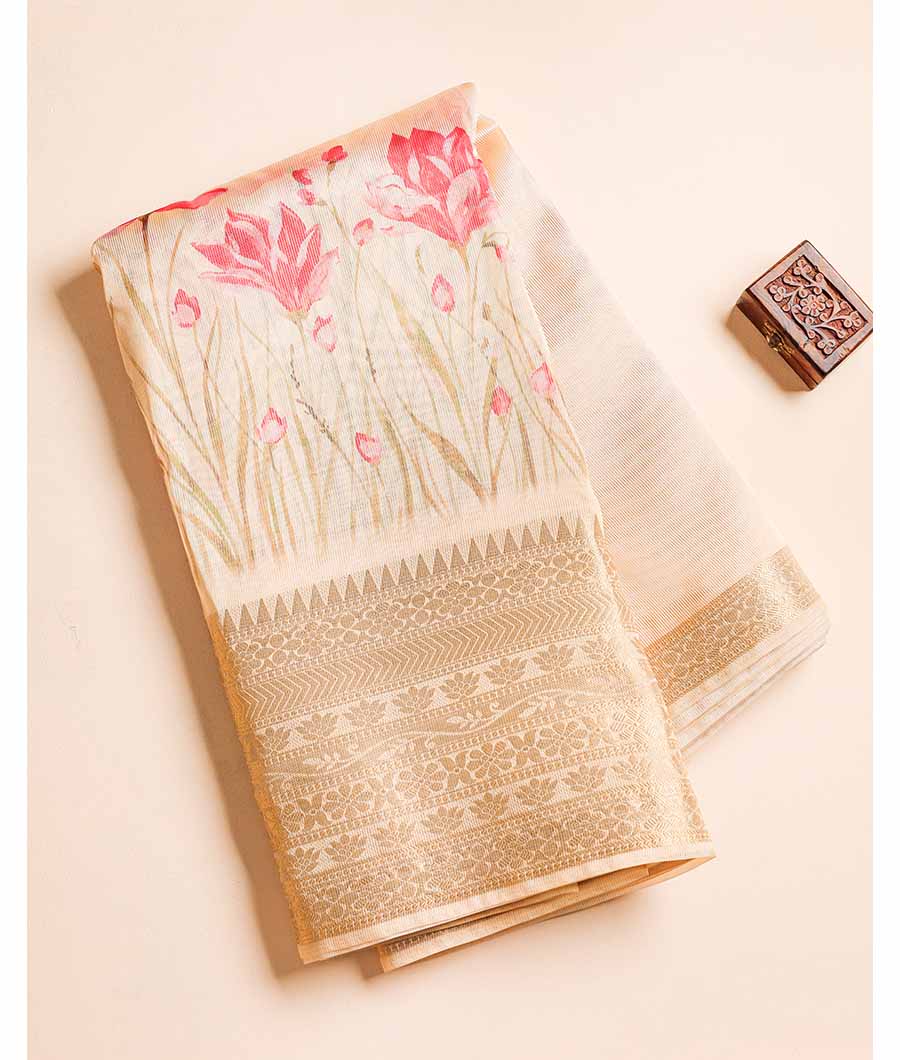 SEMI TISSUE SILK BORDER FABRIC