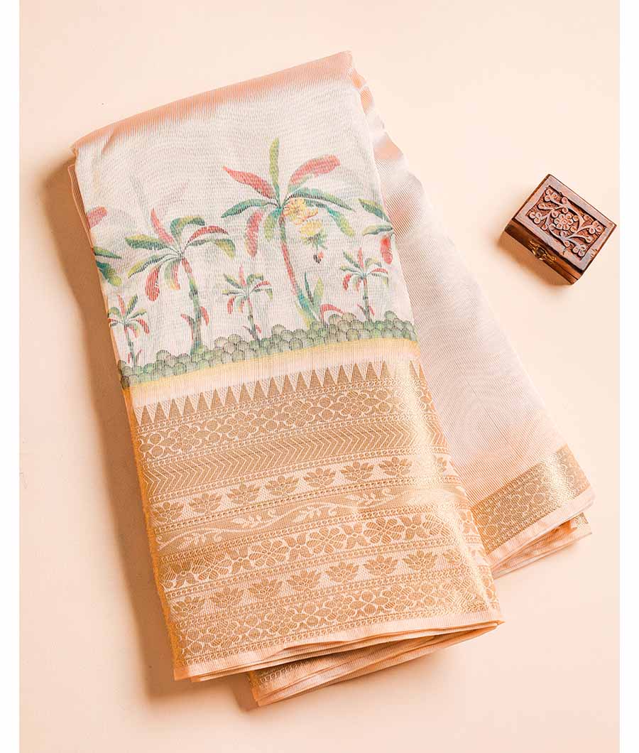 SEMI TISSUE SILK BORDER FABRIC