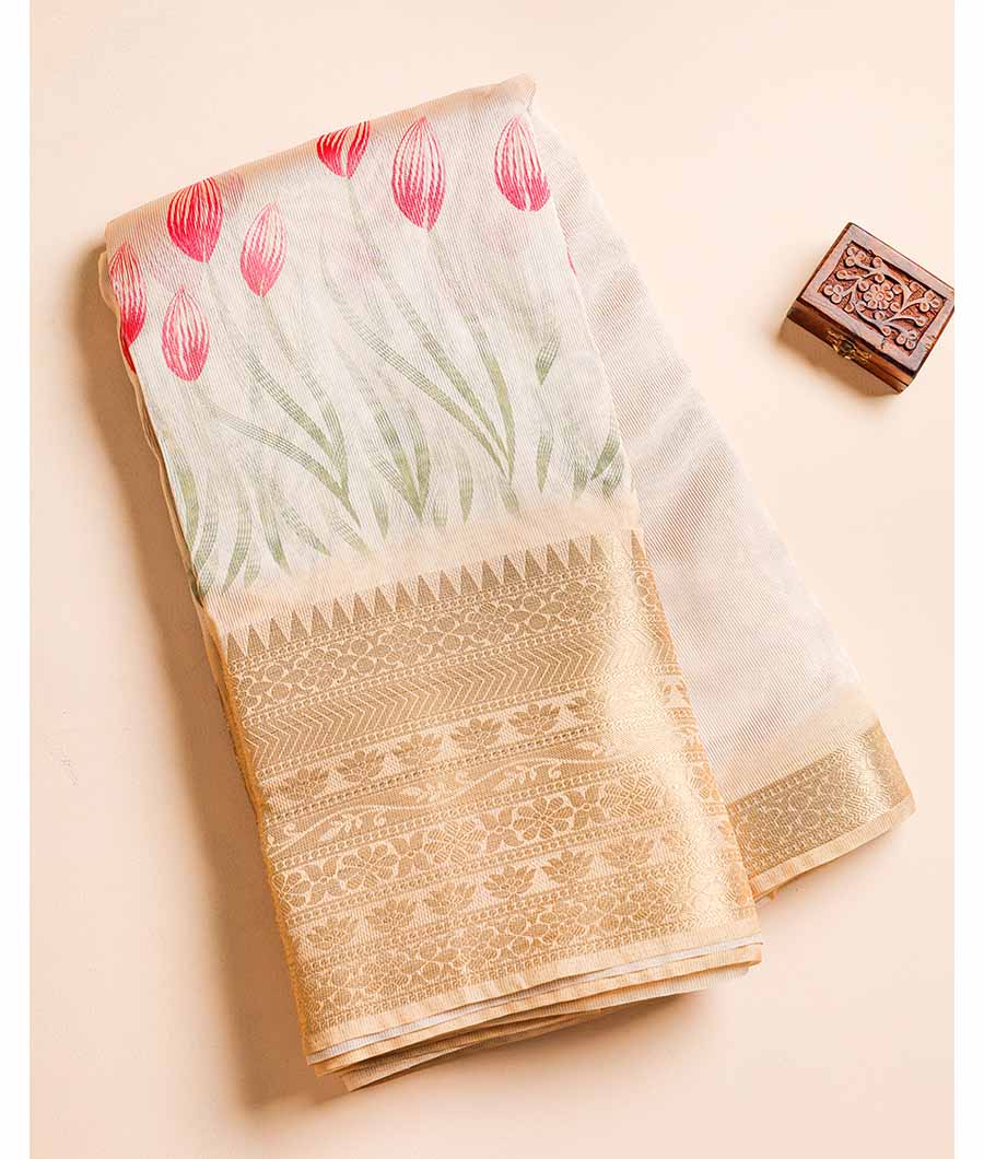 SEMI TISSUE SILK BORDER FABRIC