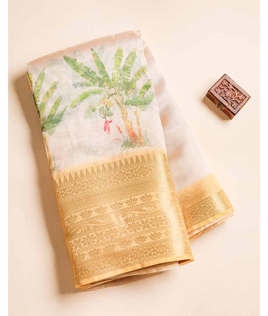 SEMI TISSUE SILK BORDER FABRIC