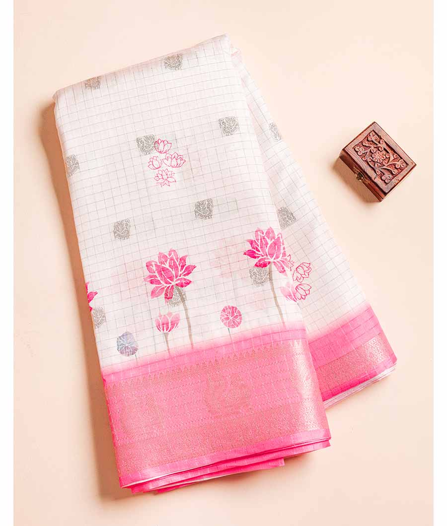 CHANDERI CHECKS BORDER FABRIC