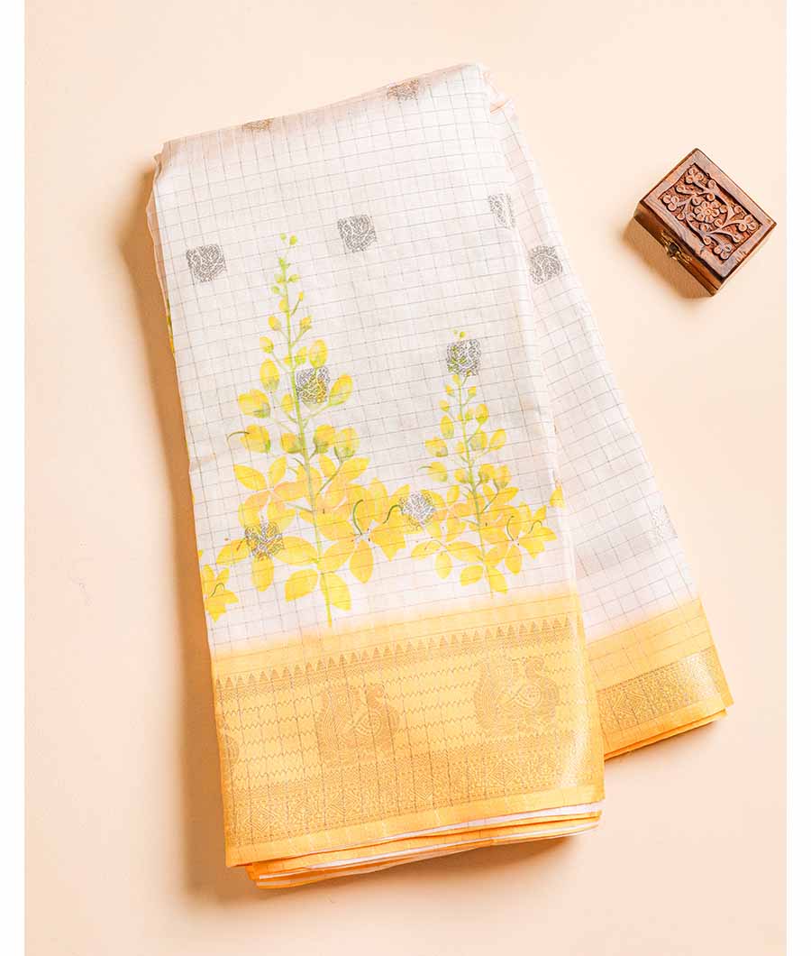 CHANDERI CHECKS BORDER FABRIC