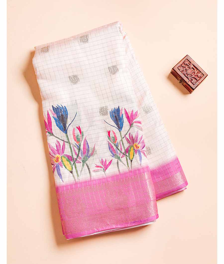 CHANDERI CHECKS BORDER FABRIC