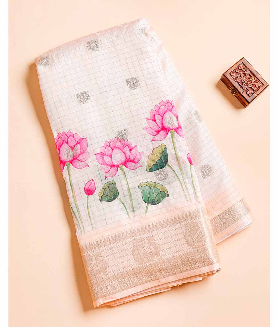 CHANDERI CHECKS BORDER FABRIC