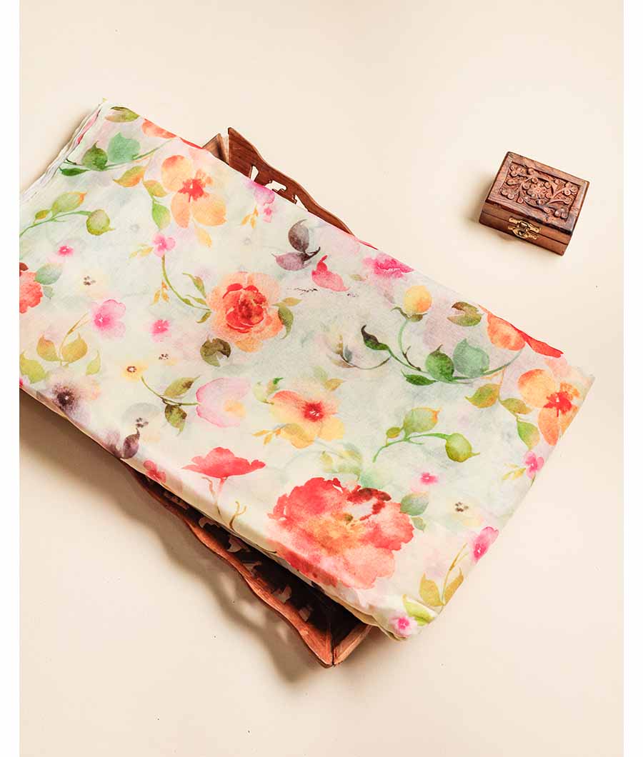 PURE BANARASI MUL CHANDERI PRINTED FABRIC