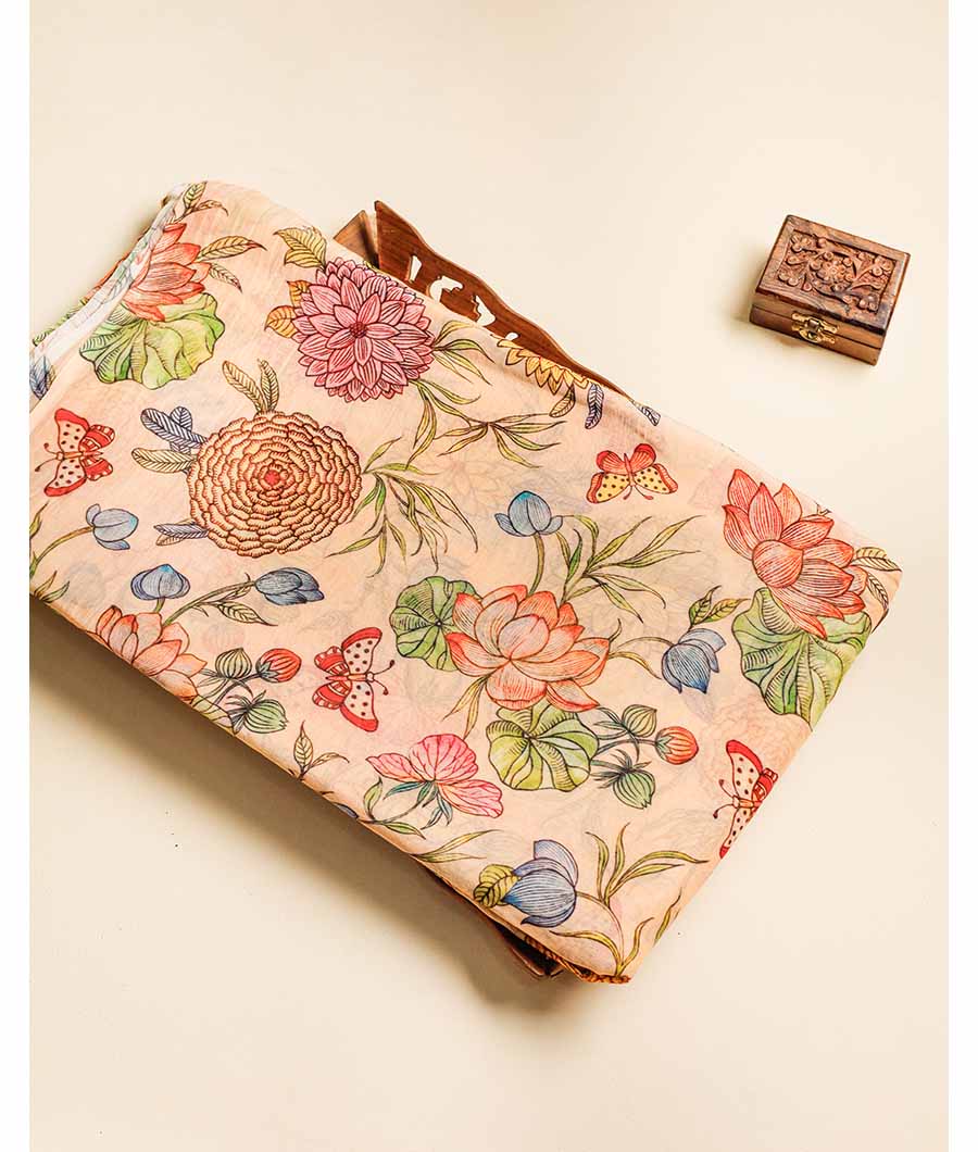 PURE BANARASI MUL CHANDERI PRINTED FABRIC