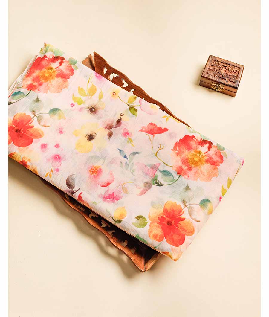 PURE BANARASI MUL CHANDERI PRINTED FABRIC