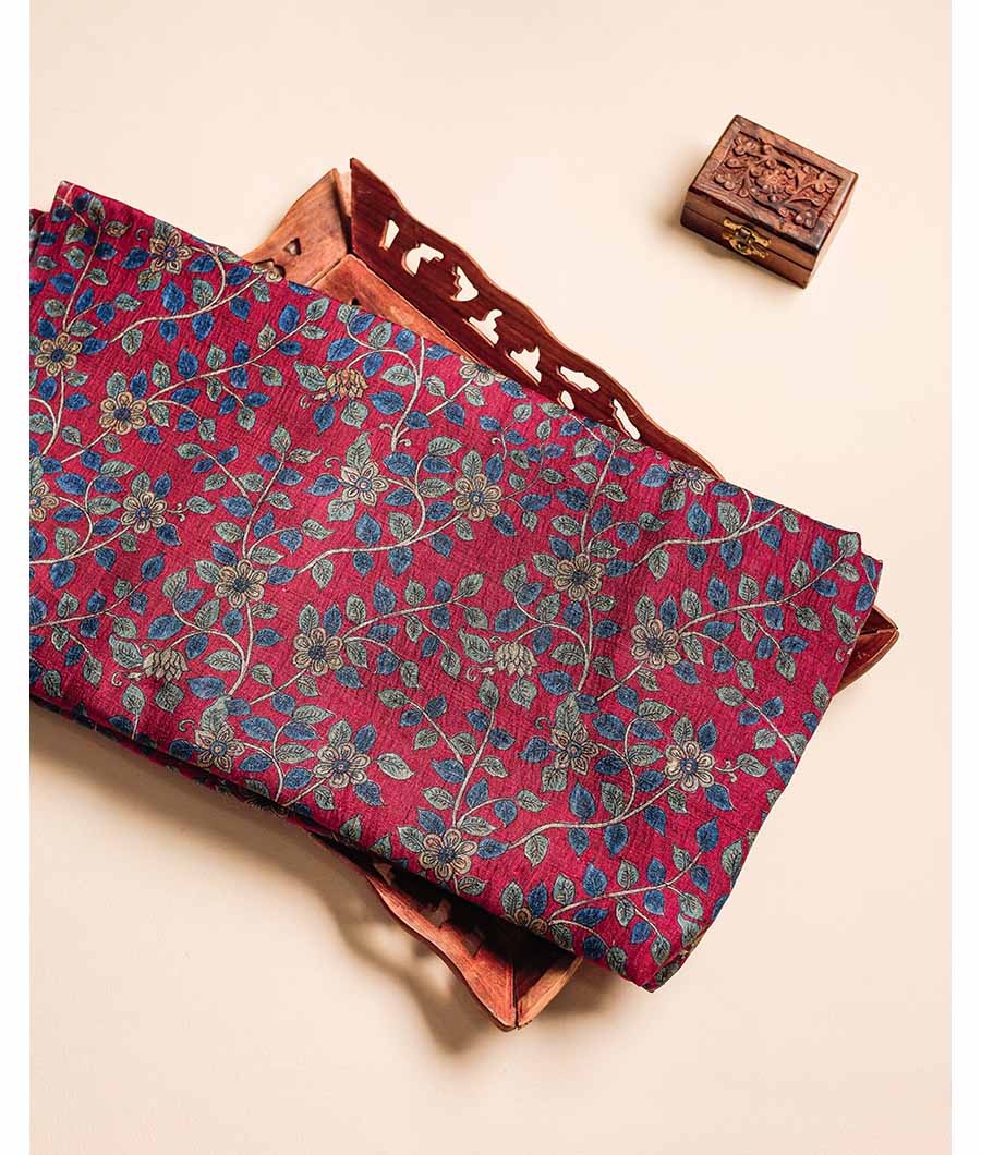 PURE HANDLOOM TUSSAR KALAMKARI PRINTED FABRIC