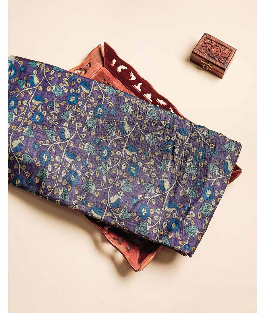 PURE HANDLOOM TUSSAR KALAMKARI PRINTED FABRIC
