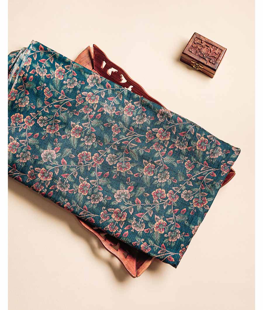 PURE HANDLOOM TUSSAR KALAMKARI PRINTED FABRIC