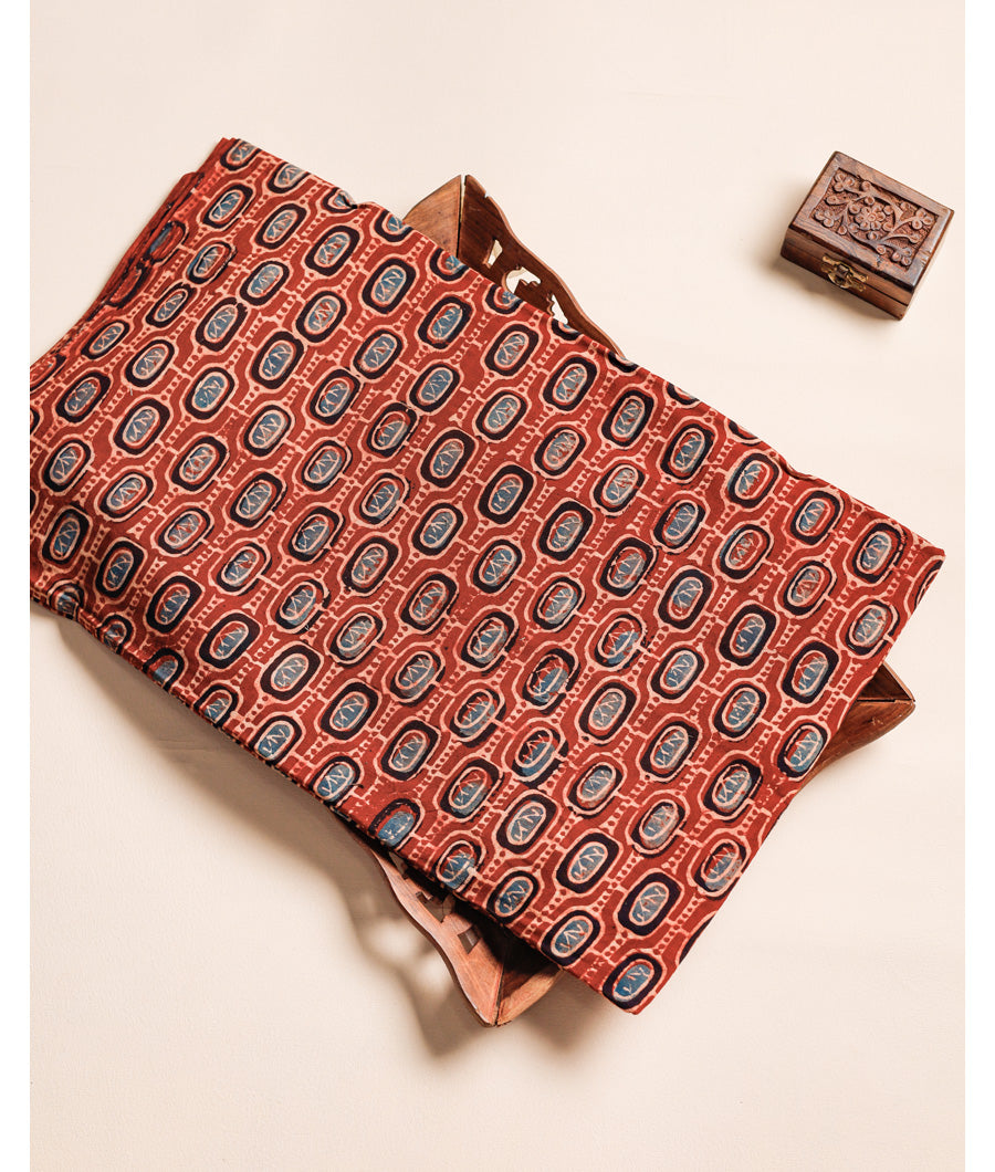 PURE COTTON BLOCK PRINTED AJRAKH FABRIC