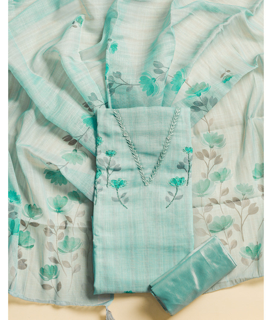 CHANDERI EMBROIDERED SUIT SET