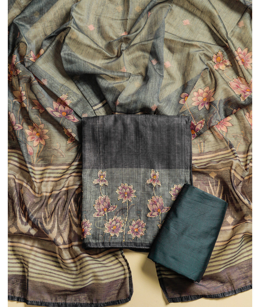 SEMI TUSSAR PRINTED SUIT SET