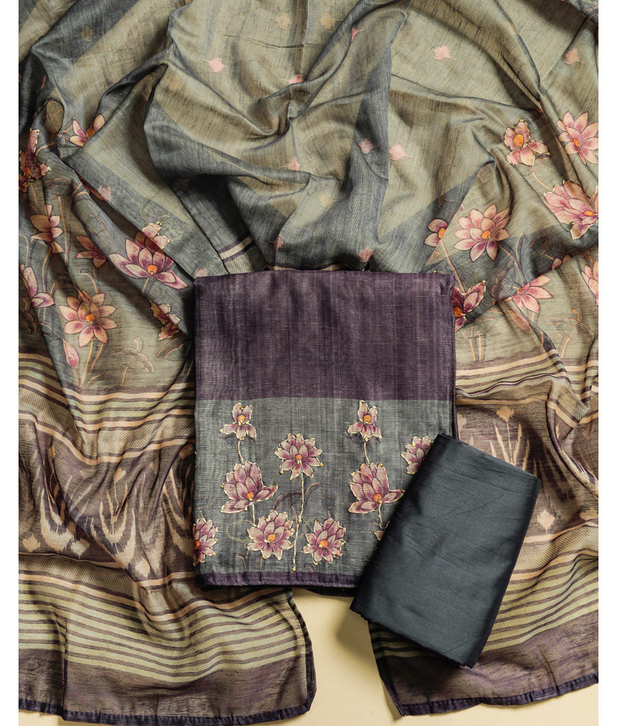 SEMI TUSSAR PRINTED SUIT SET