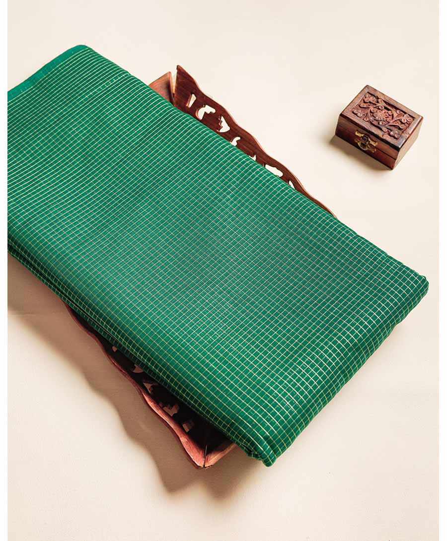 MINI CHECKS GOLD LUREX CHANDERI FABRIC