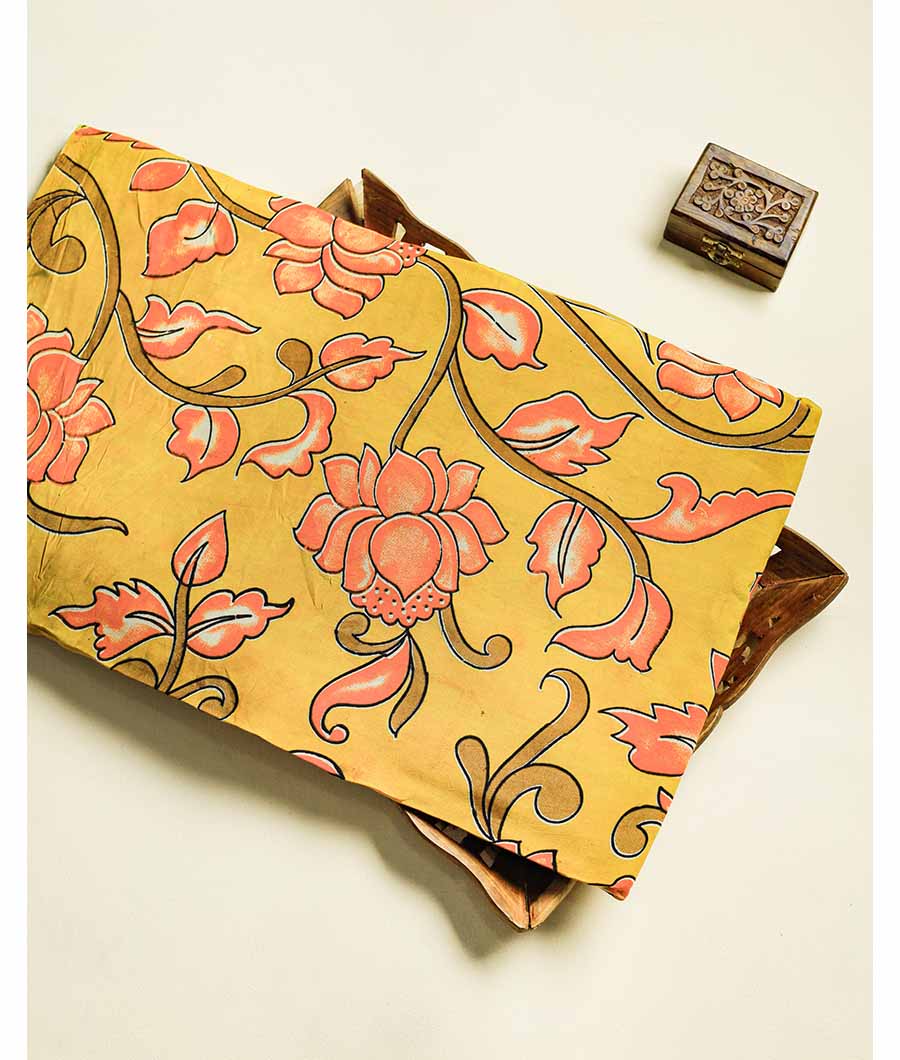 Assam silk kalamkari printed fabric