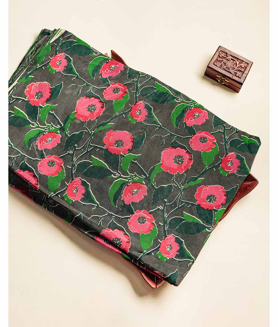 Assam silk kalamkari printed fabric