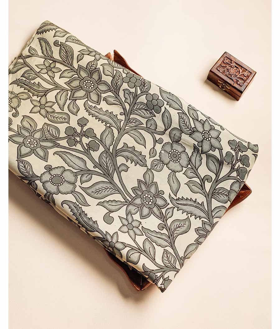 Assam silk kalamkari printed fabric