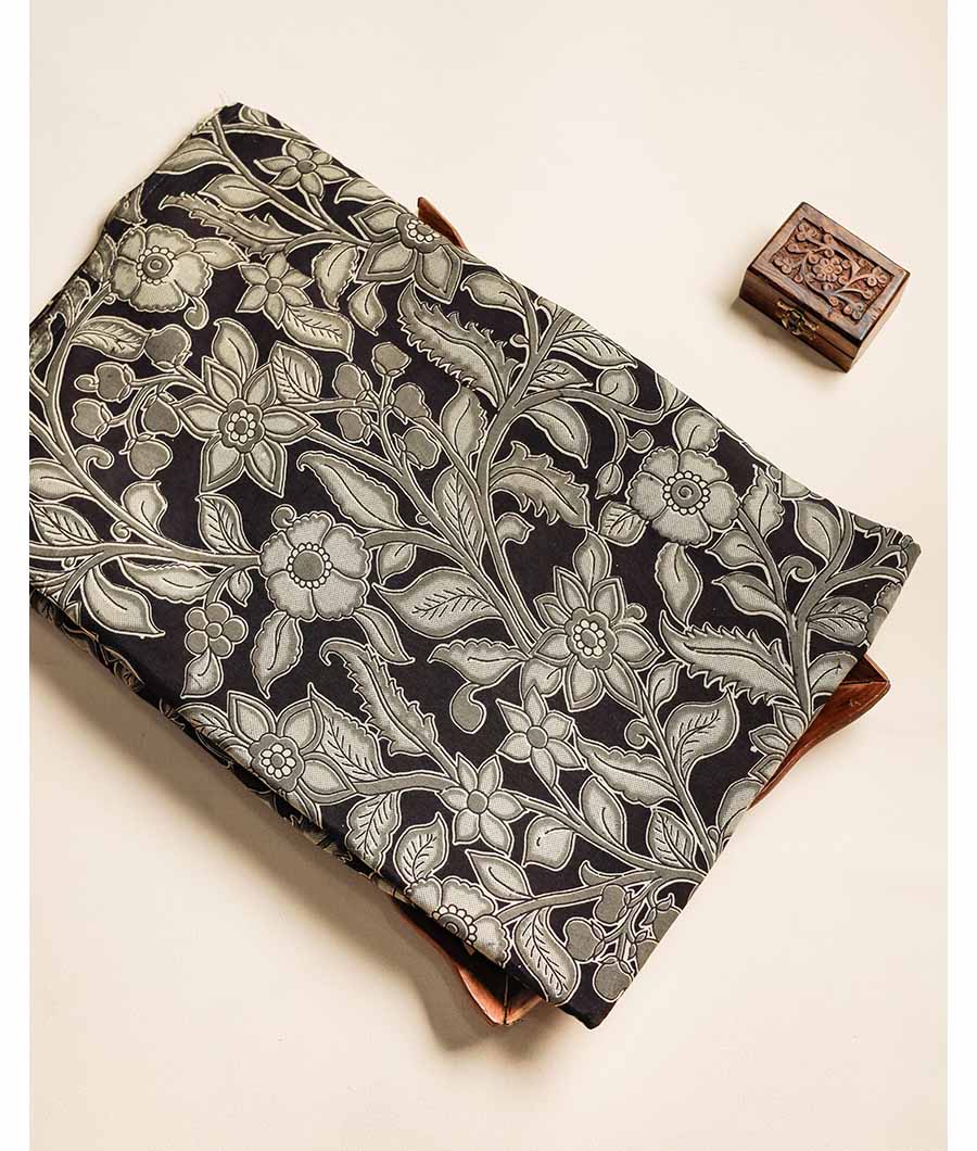 Assam silk kalamkari printed fabric
