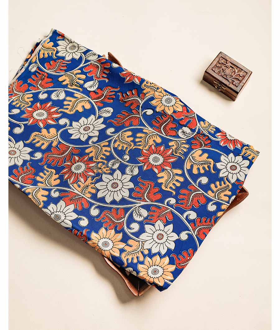 Assam silk kalamkari printed fabric