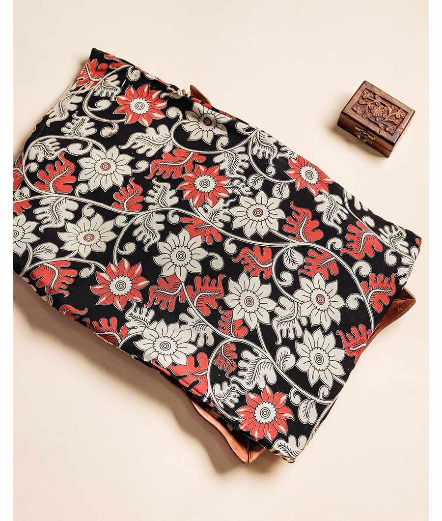 Assam silk kalamkari printed fabric