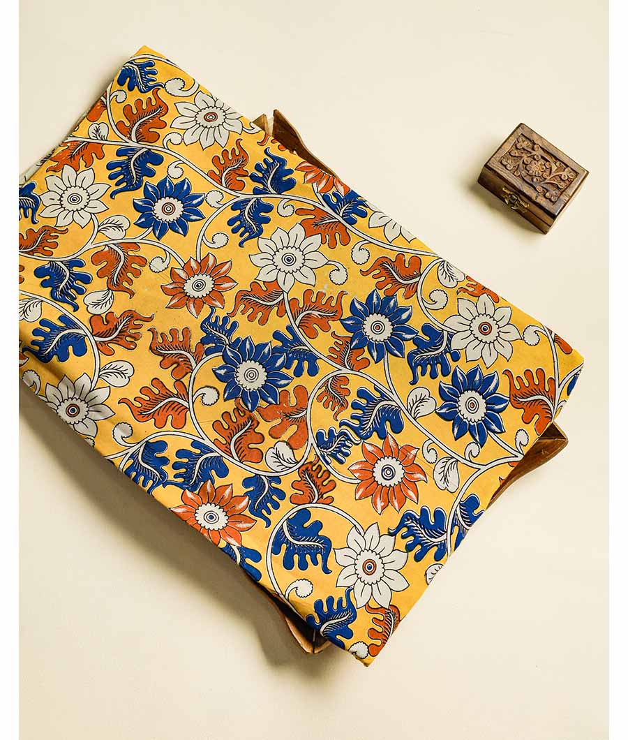 Assam silk kalamkari printed fabric