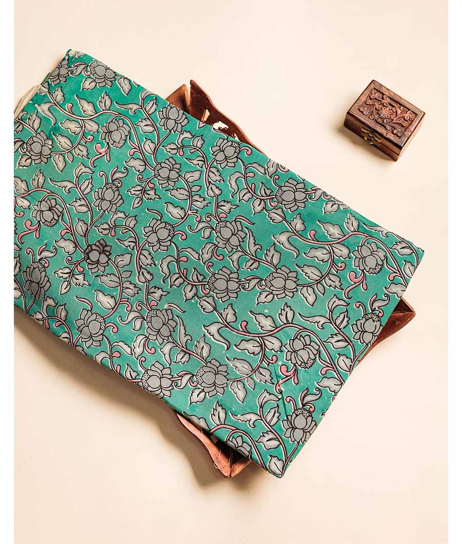 Assam silk kalamkari printed fabric