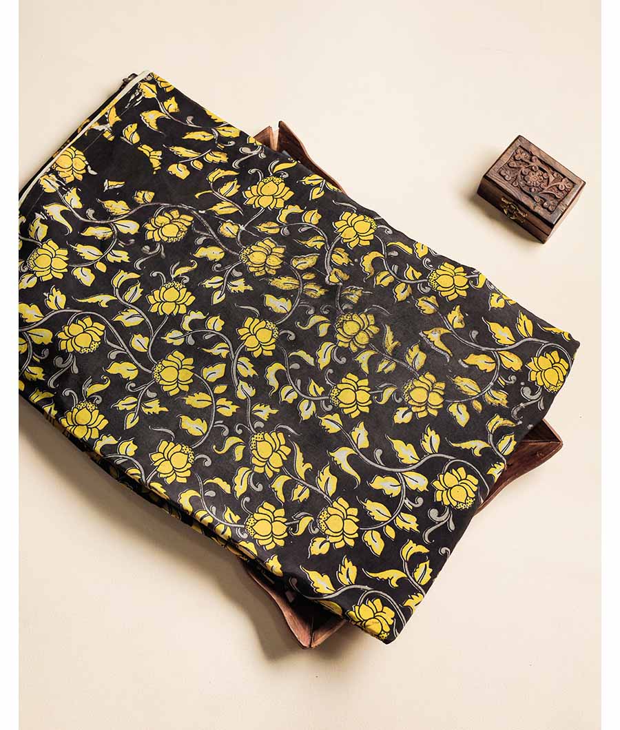 Assam silk kalamkari printed fabric