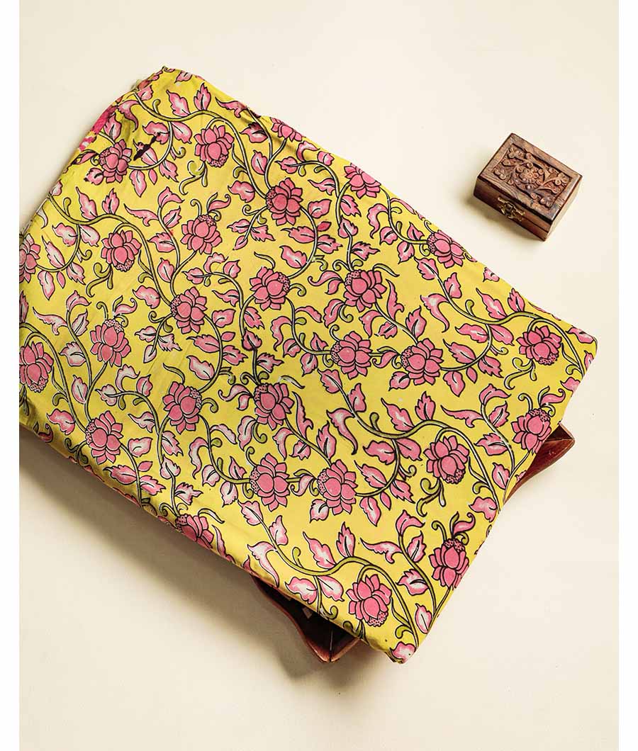 Assam silk kalamkari printed fabric