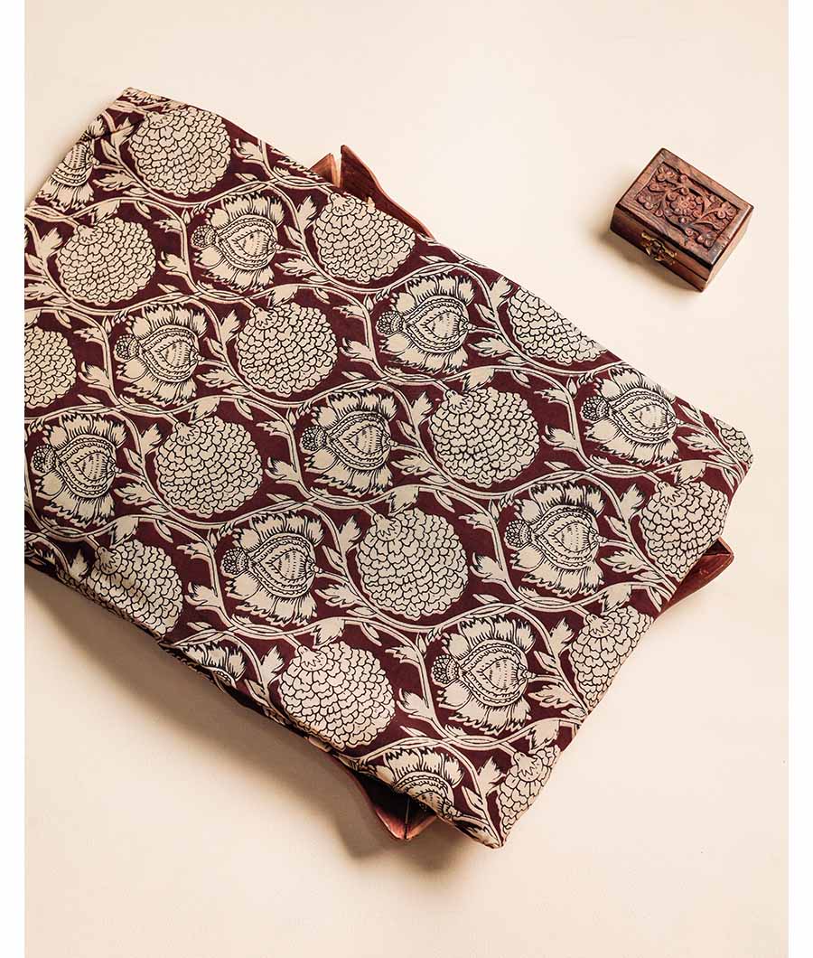 Assam silk kalamkari printed fabric