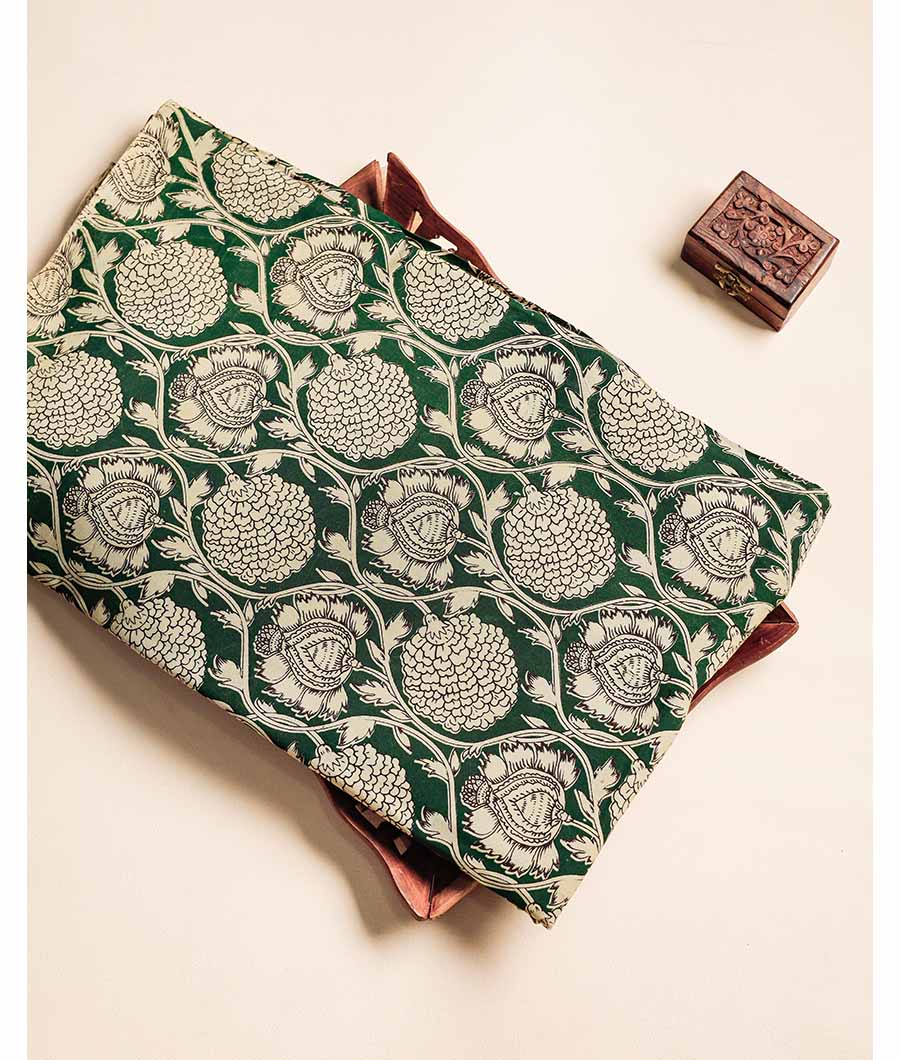Assam silk kalamkari printed fabric