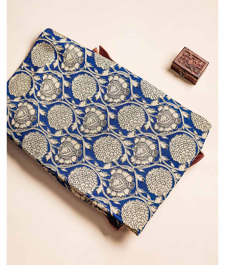 Assam silk kalamkari printed fabric