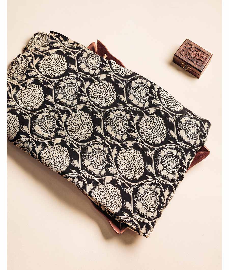 Assam silk kalamkari printed fabric