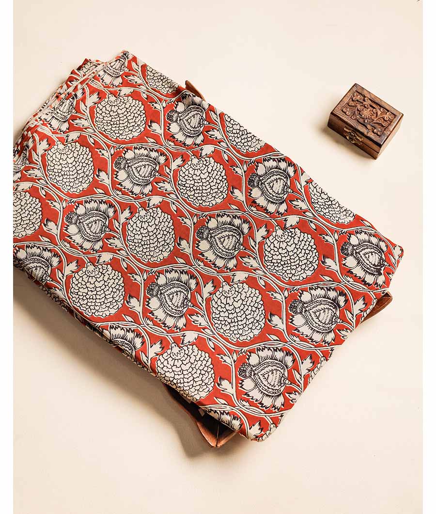 Assam silk kalamkari printed fabric
